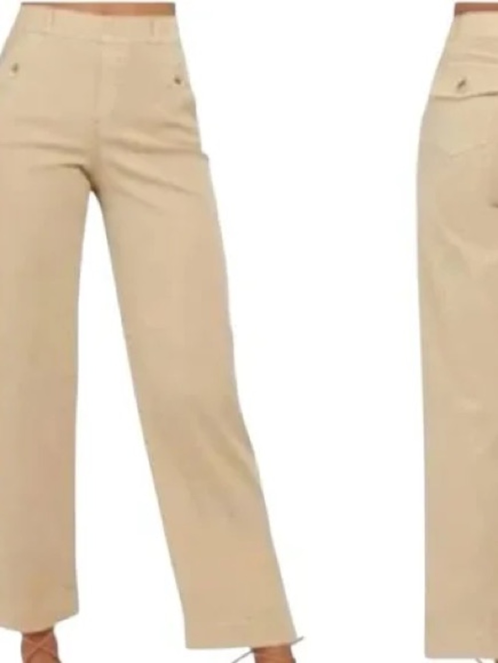 Spanx stretch twill wide-leg crop pants in a versatile khaki tan color Sz M